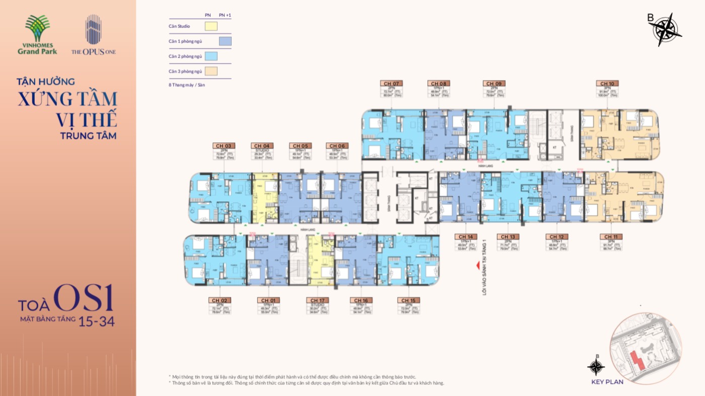 Mặt bằng tầng 15-34 tại tòa OS1