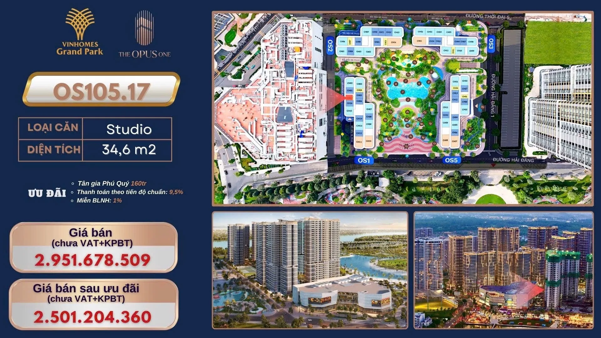 Giá căn hộ The Opus One loại Studio