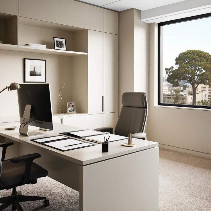 Phòng làm việc đơn giản kết hợp ánh sáng tự nhiên