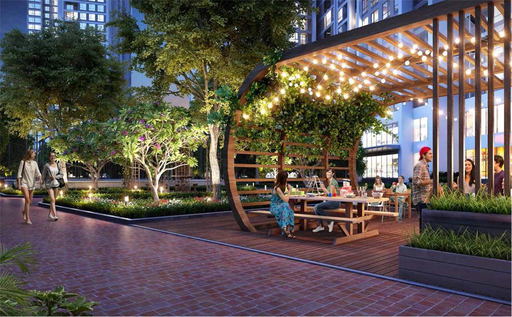 Phối cảnh tiện ích ngay dưới chân tòa G1 Vinhomes Green Bay