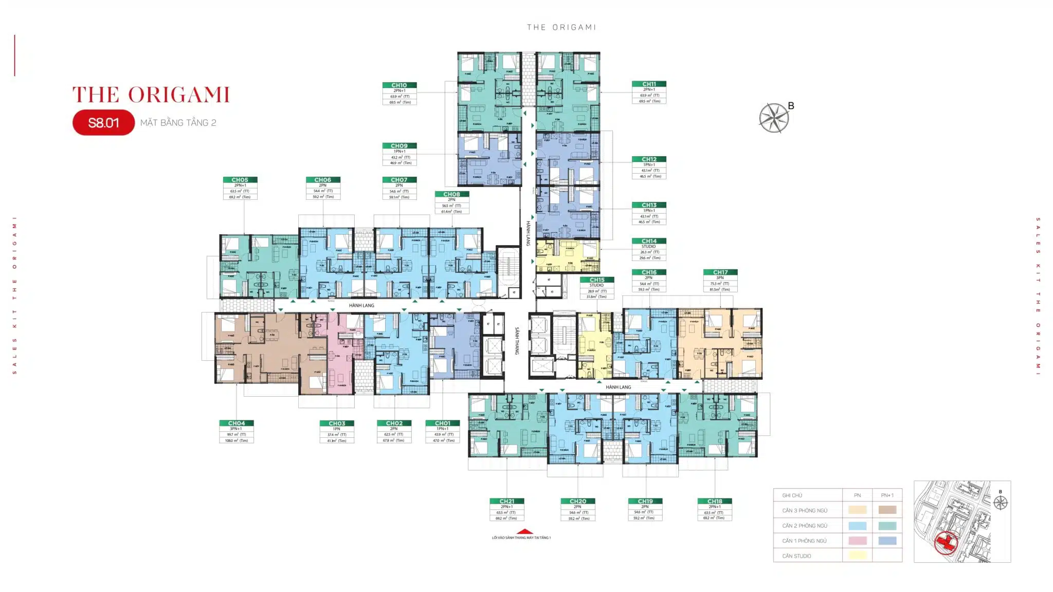 Mặt bằng tầng 2 toà S7.01 - The Origami
