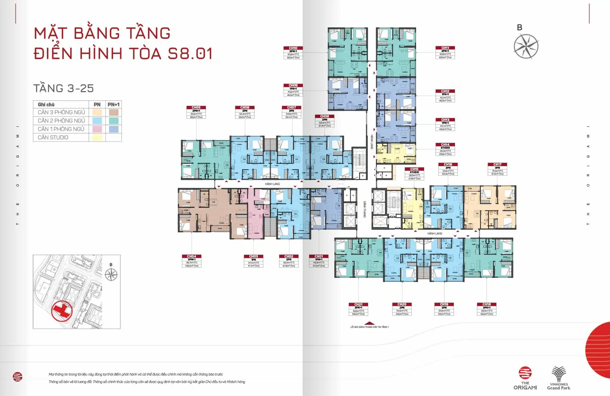 Mặt bằng tầng 3-25 toà S7.01 - The Origami