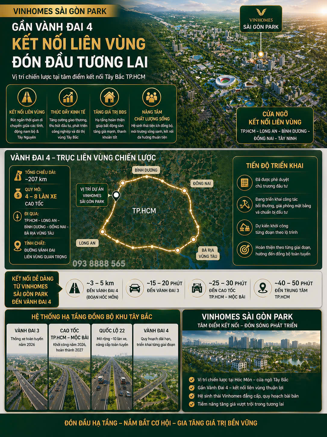 Vinhomes Sài Gòn Park nằm gần Vành đai 4 kết nối liên vùng đón đầu tương lai