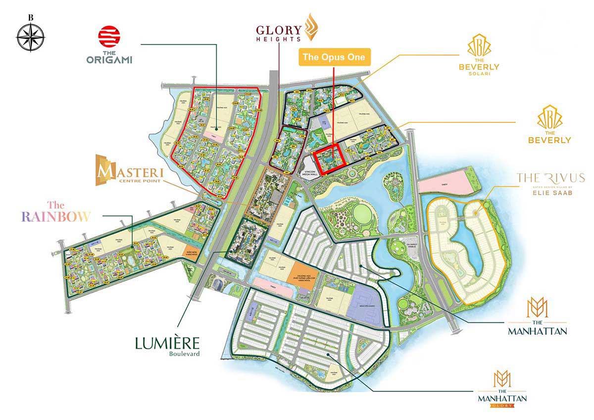 Vị trí phân khu The Opus One thuộc đại dự án Vinhomes Grand Park