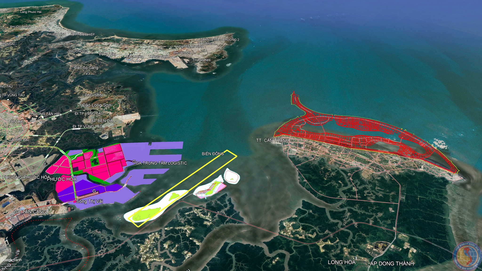 Vị trí cảng trung chuyển quốc tế Cần Giờ quy mô 571 ha nằm ngay cửa biển tuyến hàng hải Quốc Tế Thị Vải và dự án Vinhomes Cần Giờ